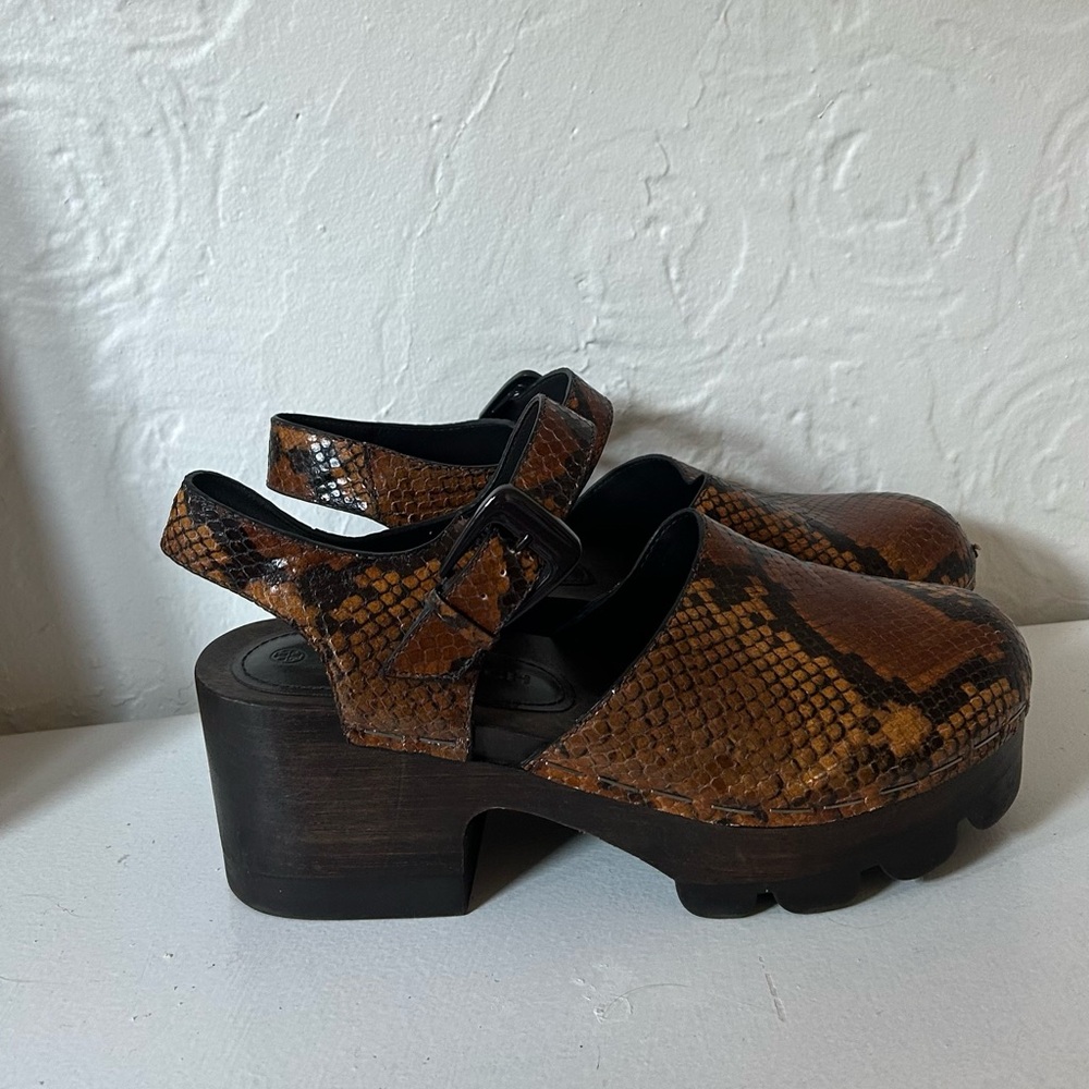 Tory Burch Brown Snakeskin Mules